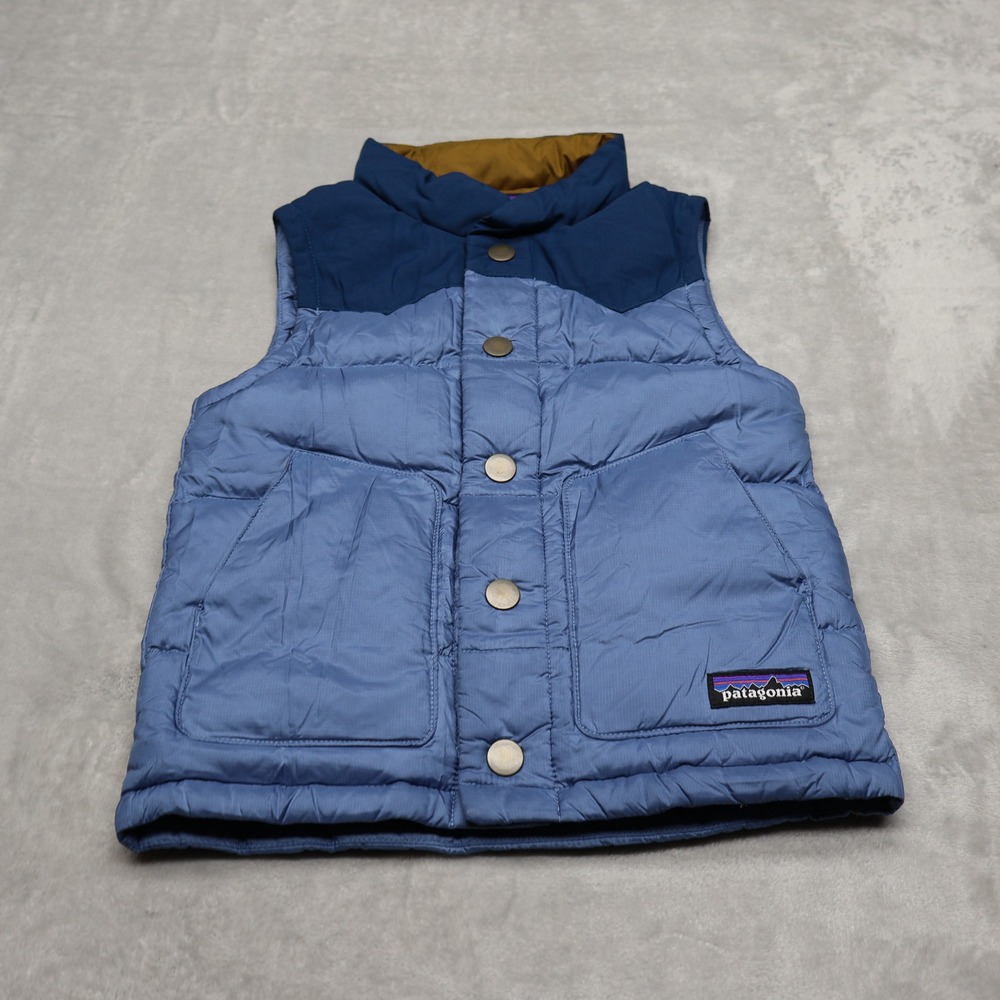Patagonia Bivy Down Vest Baby 3T Blue Insulated Snap Front Outdoor Winter Puffer